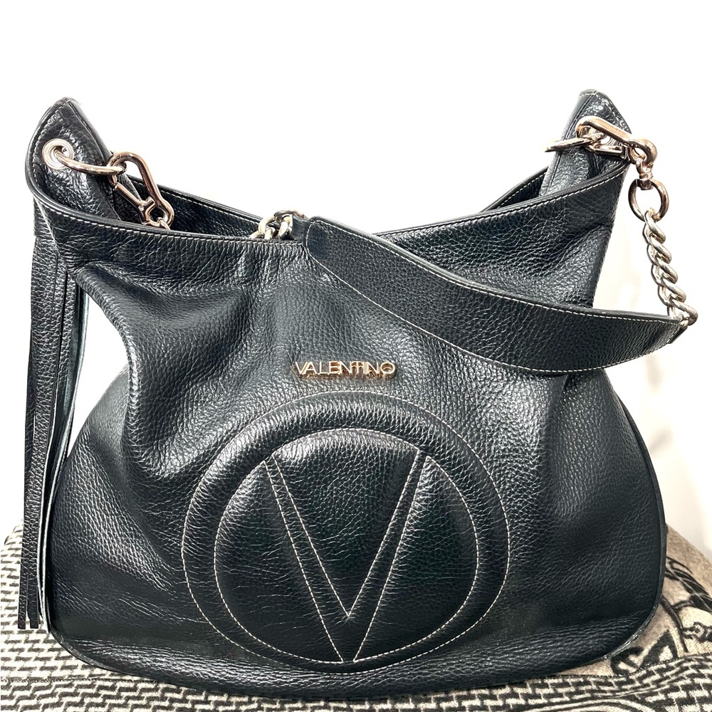 Mario Valentino Black pebble Leather Women's shoulder Bag